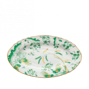 Ginori Oro Di Doccia Green Pickle Dish - 9"